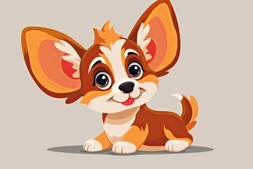 Cute Puppy with Large Ears - Playful Love Cartoon Vector for Children's Artistic Fun