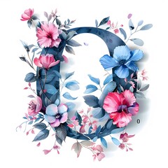 Pretty Floral O Letter on White Background