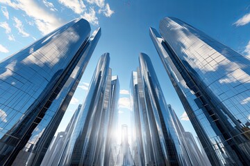 Glossy Towers of the Future: Blue Sky Cityscape