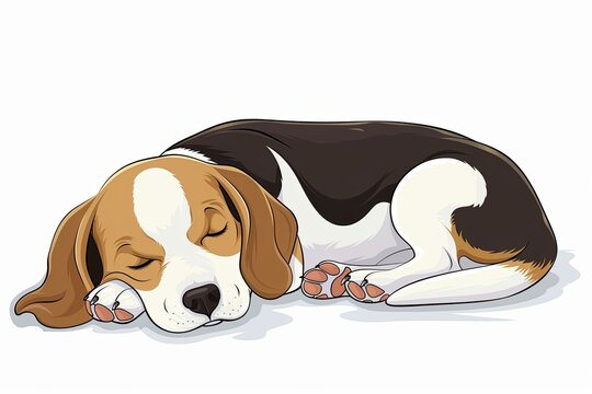 Isolated Cute Sleeping Beagle Premium Vector Cartoon - Fun, Love, Canine Artistry, Children's Haute Art - by FLX Agency