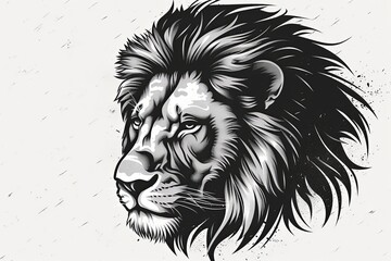 Powerful Lion Head Tattoo Illustration: Artistic Vector Silhouette with Wildlife Themes