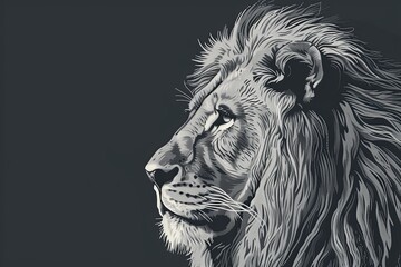 Naklejka premium Monochrome Vector Art: Lion's Regal Power - Strength and Sovereign Majesty