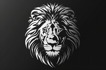 Monochrome Majesty: Feline Power - Lion Head Logo Vector Art