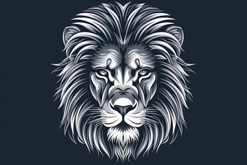 Monochrome Vector Art: Majestic Lion Head Logo - Symbol of Royal Power and Predator King Spirit