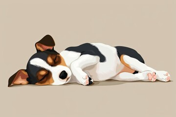 Tranquil Pet Dog Snoozing - Loving Canine Companion Vector Illustration