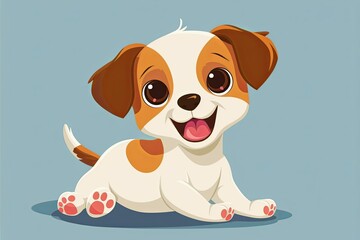 Playful Puppy Fun: Cute Canine Vector Cartoon for Children's Art