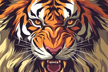 Wildcat Power: Stylized Vector Illustration of Lion and Tiger Essence