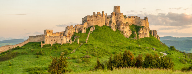 Panorama of the Spis castle at sunrise, Unesco World Heritage Site, Slovakia - 798310948