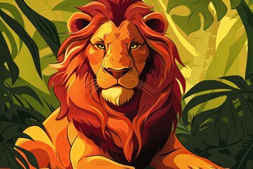 Vector King of Nature: Stylized Lion Mascot Art Illustration