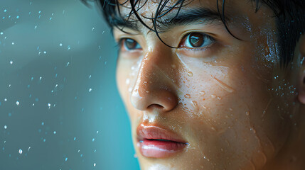 Beauty concept of young asian man, Skin care, Body care