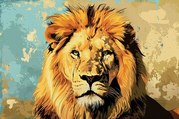 The Lion's Majesty: Stylized Wildlife Art Vector Illustration