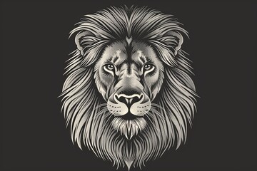 Monochrome Lion Head: Majesty and Leadership Vector Art