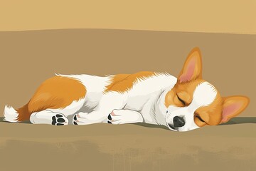 Tranquil Sleeping Dog Vector Art - Serene Pet Illustration Situation