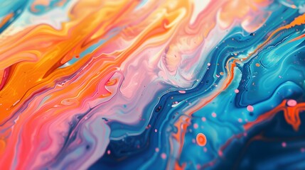 Abstract multicolored paint background. Acrylic texture with drips, splashes and strokes. Wallpaper. Mixing paints. Modern Art.