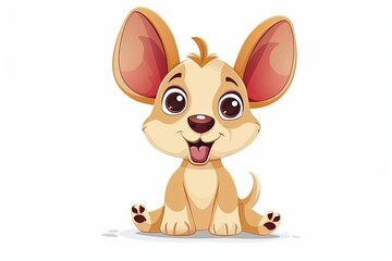 Playful Cartoon Puppy with Large Ears - Vibrant and Endearing Vector Design for Kids
