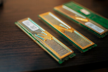 RAM memory. Chip close up. Operative memory for notebook or laptop computer isolated.