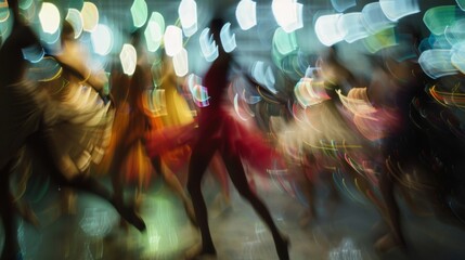 Soft focus bokeh of various colors and sizes creates a dreamlike background for the ballets...