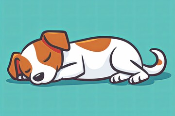 Sleeping Dog Vector Illustration: Cute Pet Icon for Children's Fun
