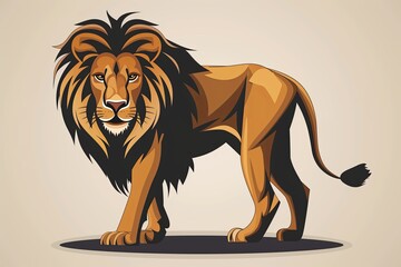 Obraz premium Regal Wildlife Sovereign: Powerful Lion Vector Mascot Silhouette