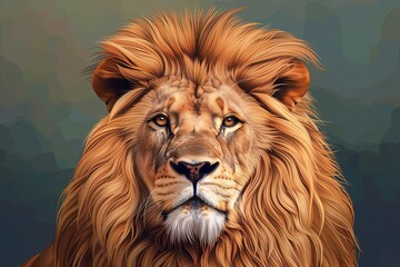 Wildlife Predator Vector: Lion Head Illustration - Power, Nature, Feline Majesty Art Elements