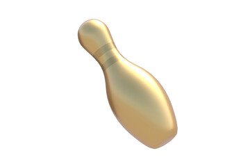 Golden bowling pin isolated on white background. 3d render