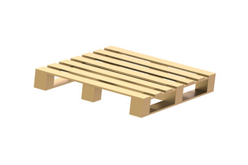 Golden cargo pallet isolated on white background. 3d render
