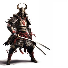 Samurai weapon sword white background.