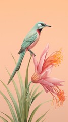 Wallpaper bird of paradise animal flower sketch.