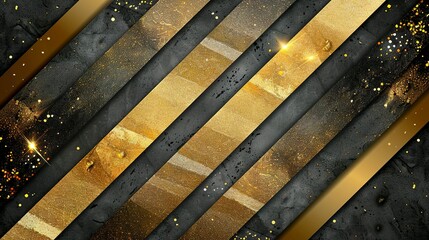 Golden Elegance: Abstract Composition of Gold and Black Stripes