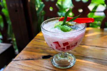 Indonesian fruit cocktail : Es Teler, summer sweet dessert
