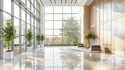lobby of an office building, created with generative AI technology