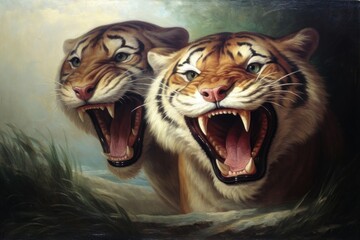 Tigers tiger wildlife painting. - obrazy, fototapety, plakaty