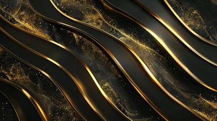 Glamorous Symmetry: Abstract Template with Gold and Black Stripes