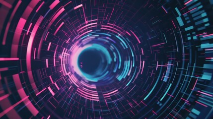 Obraz premium digital futuristic ultraviolet circular pattern glowing blue pink, and bokeh lights