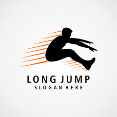 Long jump pictogram logo concept logo design vector illustration
