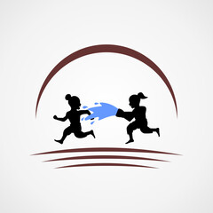 Obraz premium children logo design vector illustration