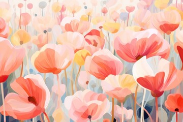 Fototapeta na wymiar Flower field backgrounds abstract painting.