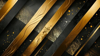 Golden Symphony: Abstract Template of Gold and Black Stripes