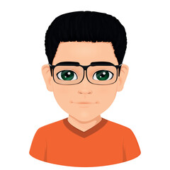 Portrait of cute black haired boy with glasses