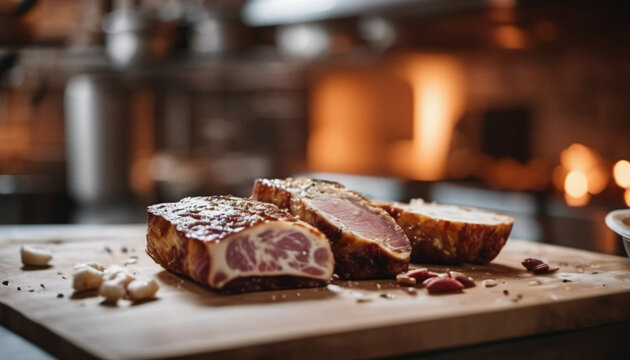 Italian guanciale close up, ai
