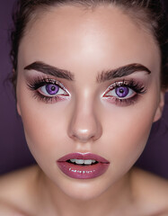 close up portrait of woman with makeup - obrazy, fototapety, plakaty