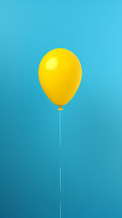 Yellow balloons floating in the blue sky