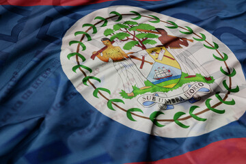 waving colorful national flag of belize on a euro money banknotes background. finance concept.