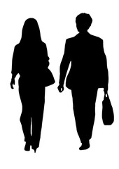 男女社会人後ろ姿シルエット