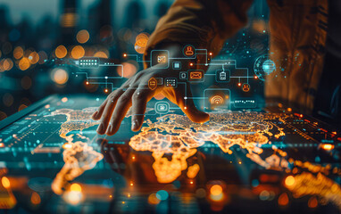 Futuristic Business Interface: Global Connectivity in Action