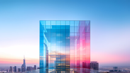 Curved glass curtain wall modern building
