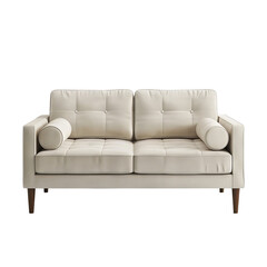 Milk fabrik modern  sofa with rivets on transparent background 