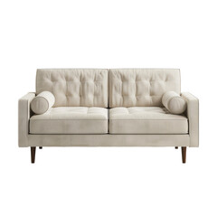 Milk fabrik modern  sofa with rivets on transparent background 