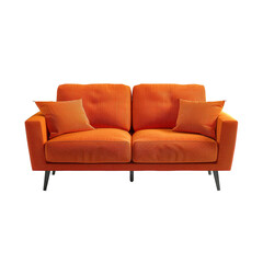 Orange fabrik modern sofa on transparent background 1