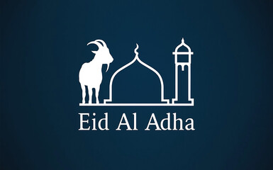 Eid Al-Adha Celebration: Mosque and Goat Symbol
